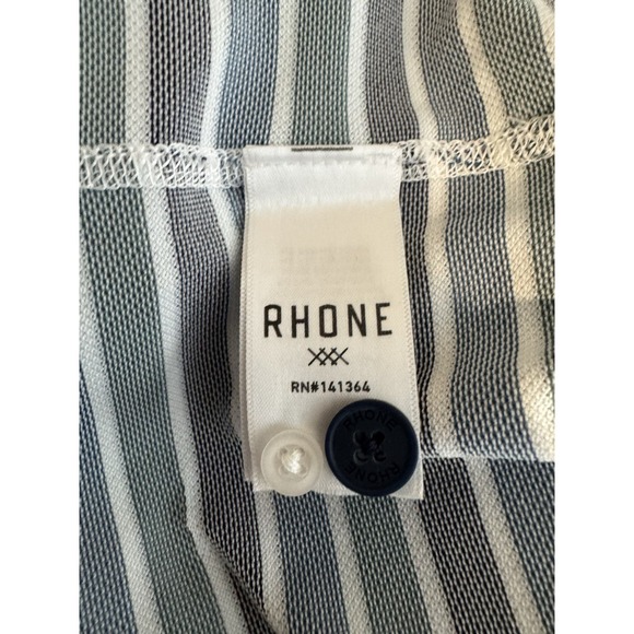 Rhone NWT Polo Shirt Men's 2XL Blue Striped Short Sleeve Golfing Stretch - Picture 8 of 9